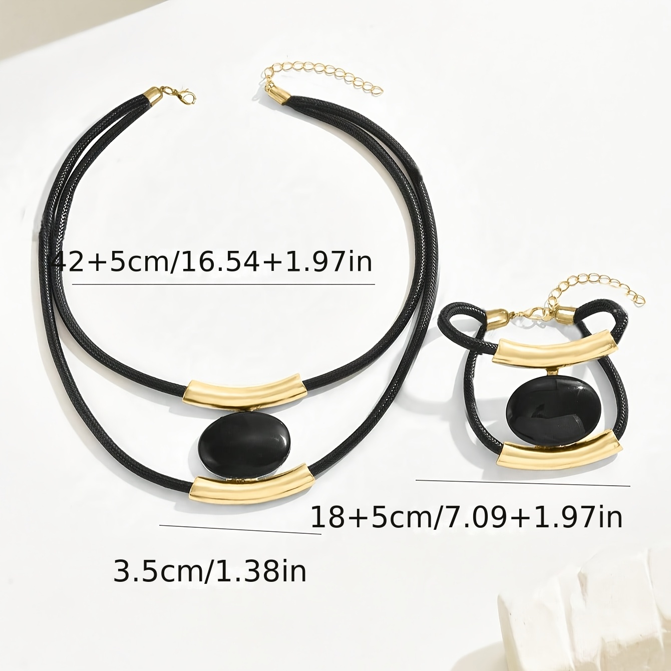 Boho Style Acrylic Pendant Bracelet and Necklace Set
